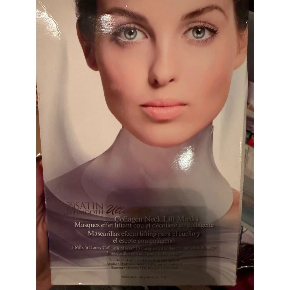 Satin Smooth Collagen Neck Lift Masks 3 Pack Milk Honey Firming Hydrating face